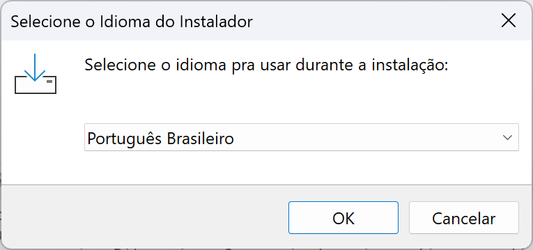 Seleção do idioma de instalação do Pitanguino.